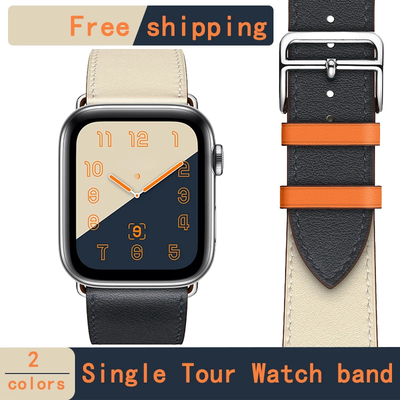 Ремешок Kebitt кожаный для Apple Watch Series 5 4 1 2 3 браслет iwatch с тремя цветами двойной 38 40 мм