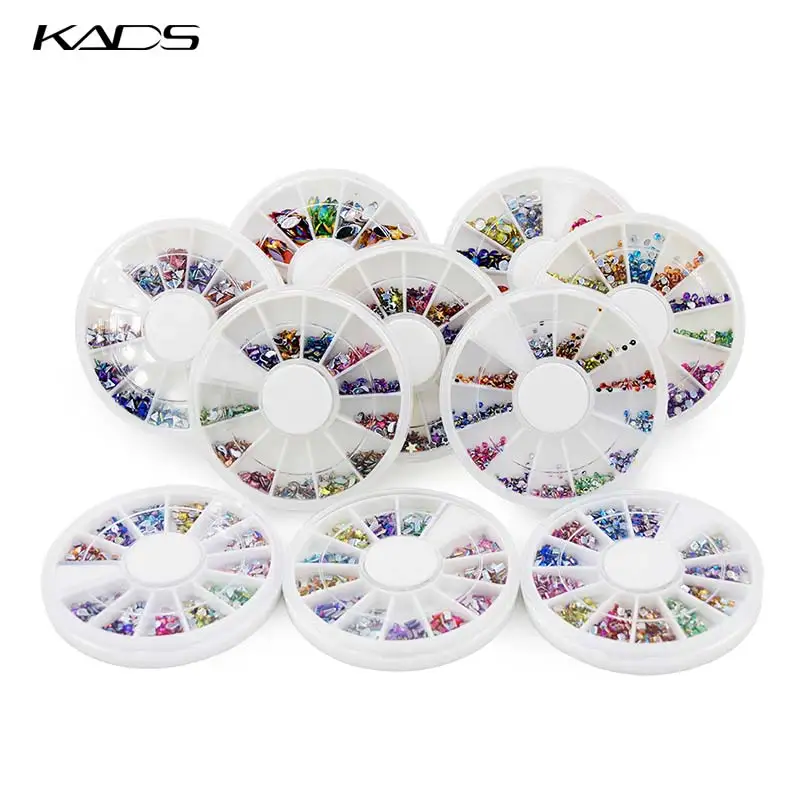 KADS 10 листов/КОМПЛЕКТ Цвета Радуги Акриловые Искусство Ногтей Стразы УФ Гель
