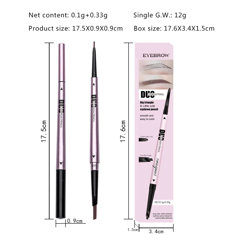 The New Unisex No Logo Ultra-fine 3d Size Double-headed Eyebrow Pencil Non-smudge Rotating Eyebrow Pencil Waterproof Natural images - 6