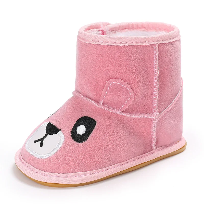 pink Baby Snow Boots Girls Boys Shoes Soft Sole 0-18 months Anti-Slip Warm Winter Infant Prewalker Toddler Booties Socks - Цвет: pink