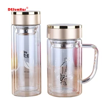 new double wall glass cup bottles tumbler glass tea drinking teacup coffee water pot tea cupwater bottle cups flask