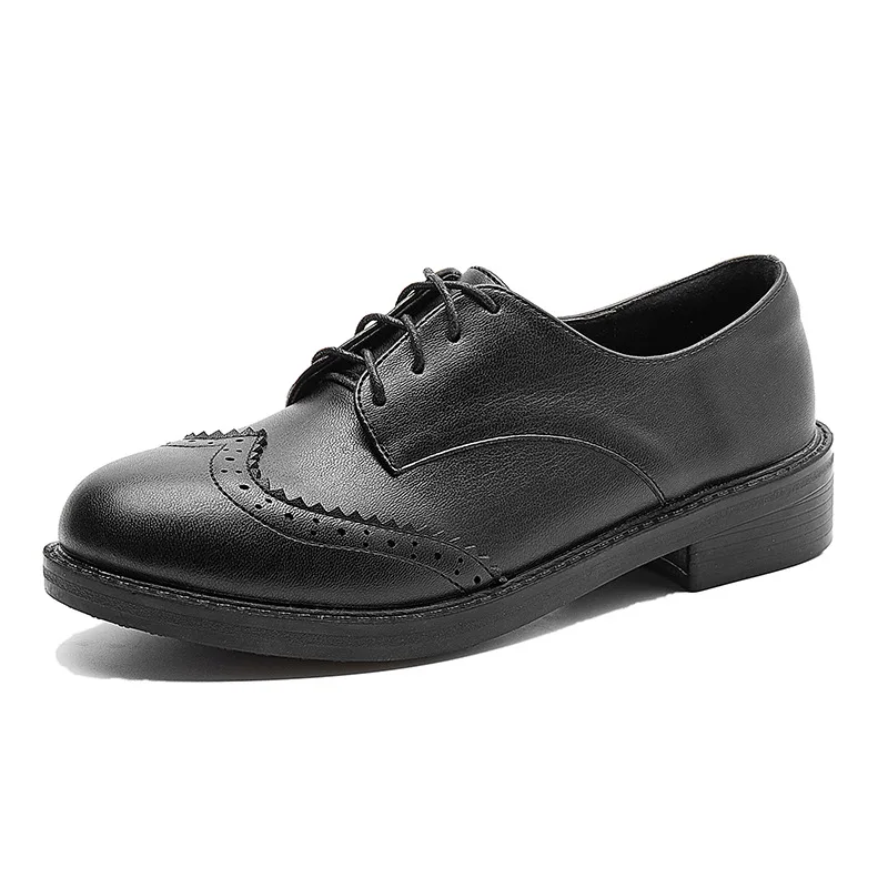 

Round Toe Soft Casual Woman Shoe Female Footwear Black Flats British Style Oxfords Modis All-Match Cross On Heels New Summer Dre