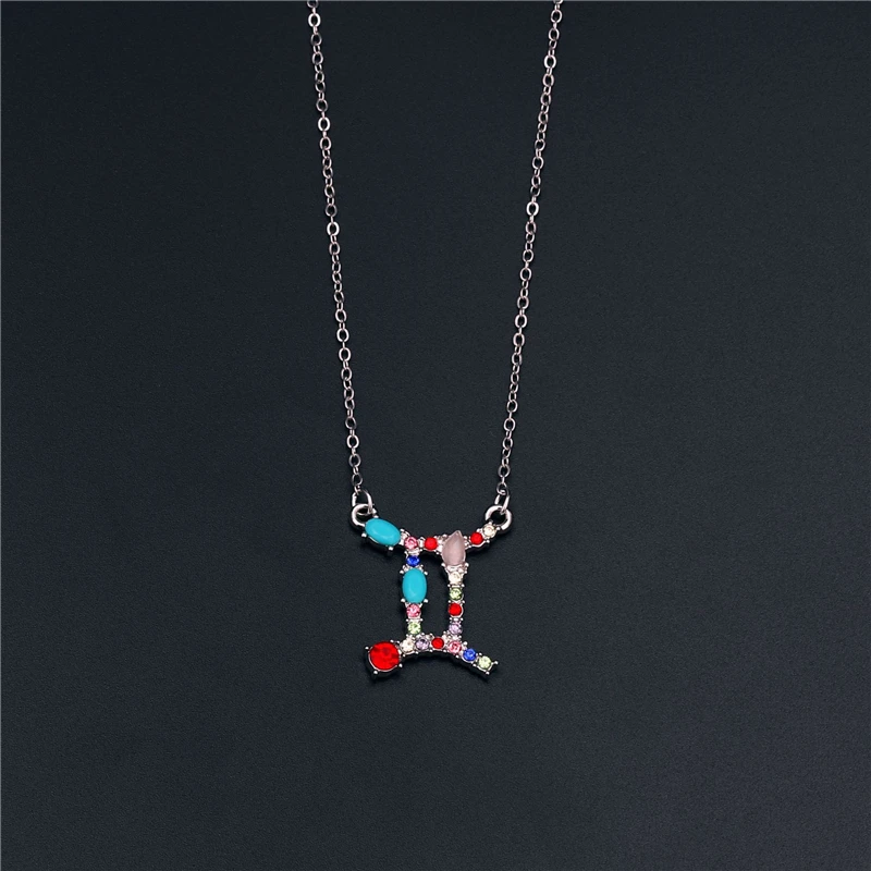 Ожерелье с кулоном в виде созвездия 12 кристаллов женское серебряное покрытие