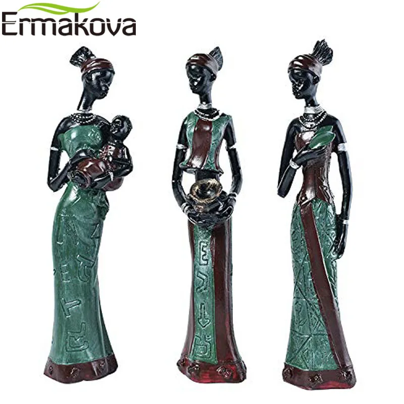 ERMAKOVA 3 шт./компл. Африканский скульптура женщины девушки смолы фигурка леди