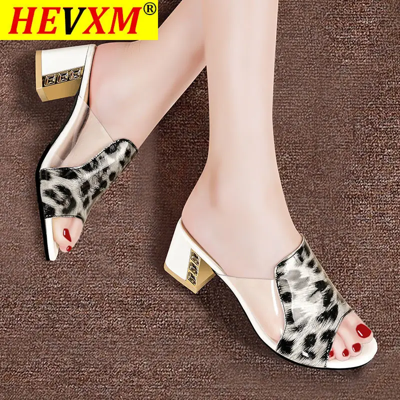 

Женские шлепанцы с открытым носком, летняя обувь на высоком каблуке, с квадратным каблуком