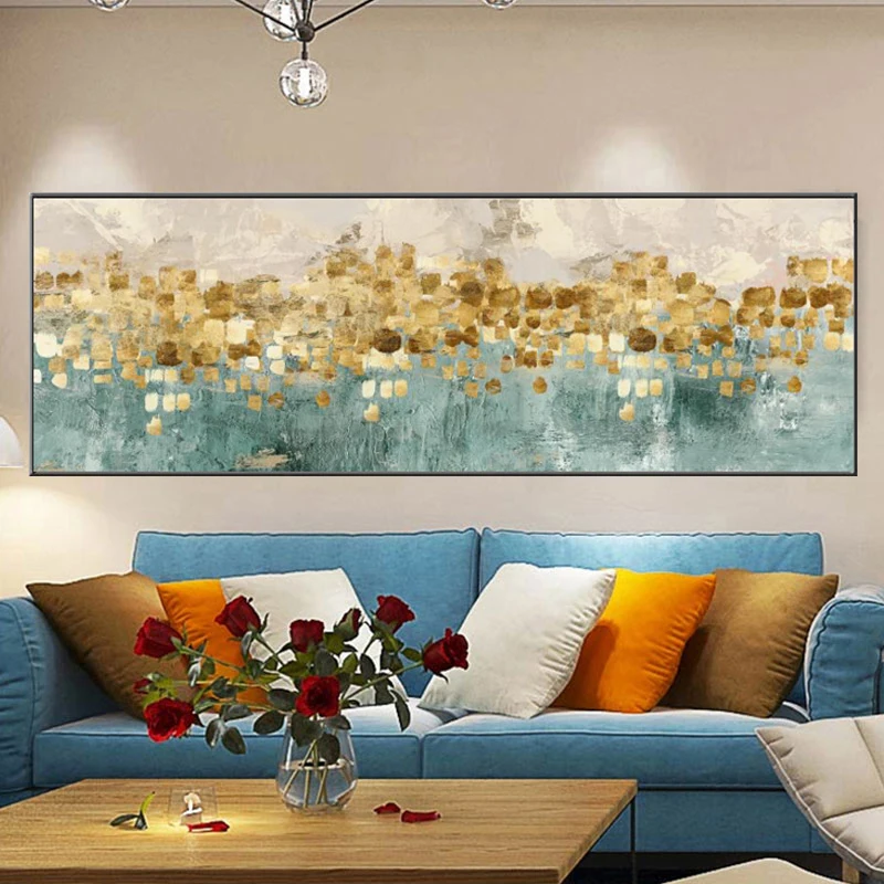

Golden Beach Oil Abstract Painting on Nordic Posters and Modern Art Prints Wall Art Pictures for Living Room Decor Cuadros