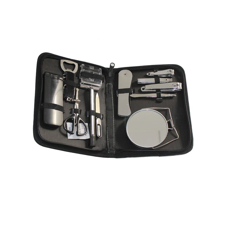 

12Pcs/set Men Boy Travel Professional Nail Gift Manicure Set Grooming Kit Include Nail File Clipper Tweezer Mirror Razor Scissor