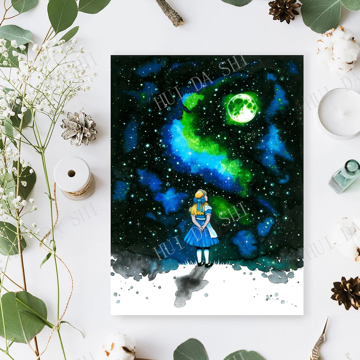 

Alice watching the moon Art Print