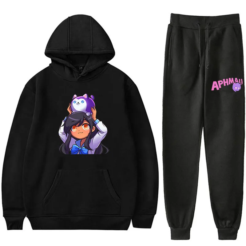 

Anime Aphmau Hoodie Pants Casual Men's Volleyball Sportswear Casual Jogging Wear Harajuku