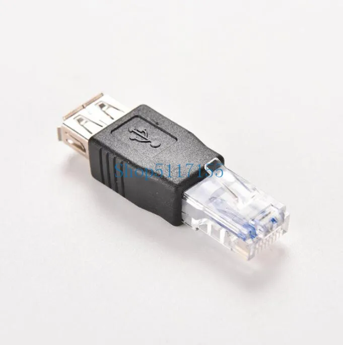 

500pcs/lot USB Type A Female To RJ45 Male Crystal Head Ethernet Adapter Router Connector Plug Socket