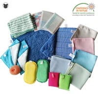 18PCS Set Cleaning supplies gift bag microfiber kitchen towels glass scouring pad sponges household rags bathroom cleaning tools