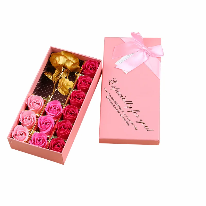 Caja de regalo para novia, jabonera de oro rosa de 24K, práctica, creativa, romántica, regalo de cumpleaños, 12 Uds.