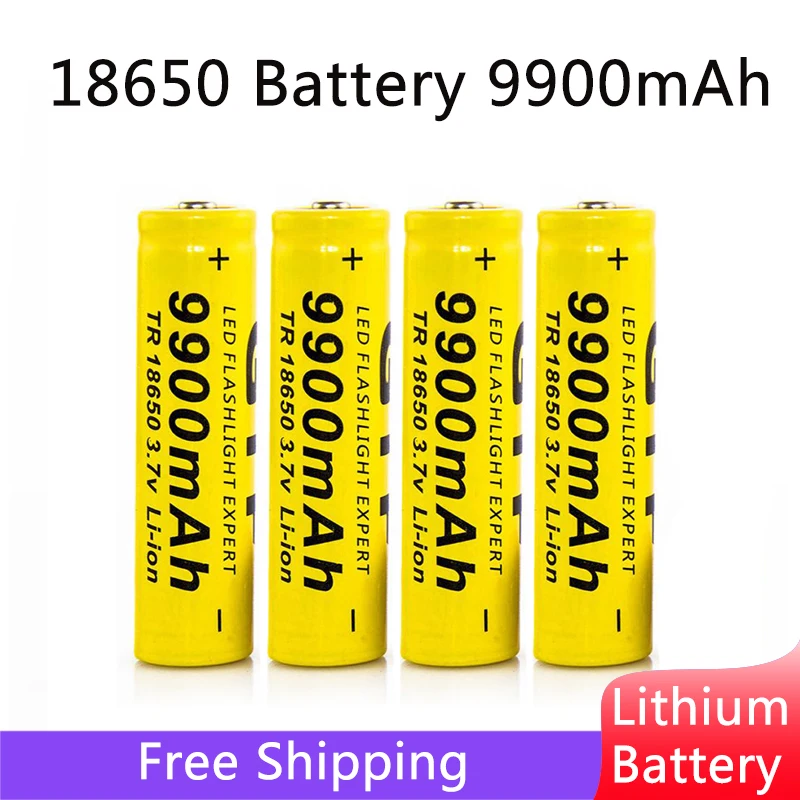 

New 18650 battery 3.7V 9900mAh rechargeable Li-ion battery for Led flashlight Torch batery lithium battery+ Free Shipping