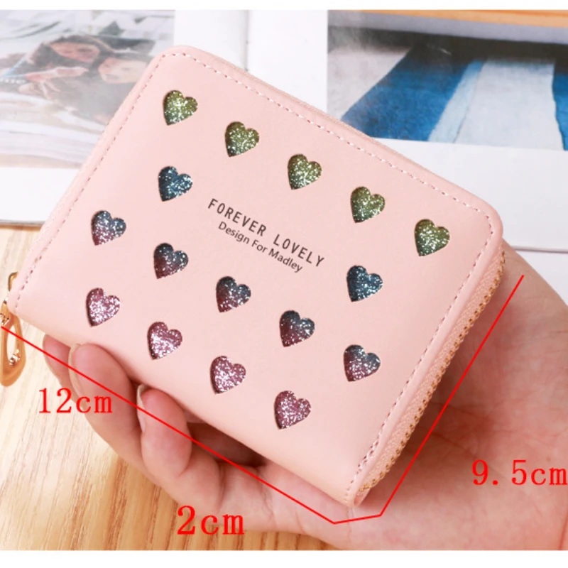 

Leather Wallets Ladies Short Purse Zipper Money Bag Color Hollow Out Clutch Female Small Coin Pockets Card Holder monedero mujer