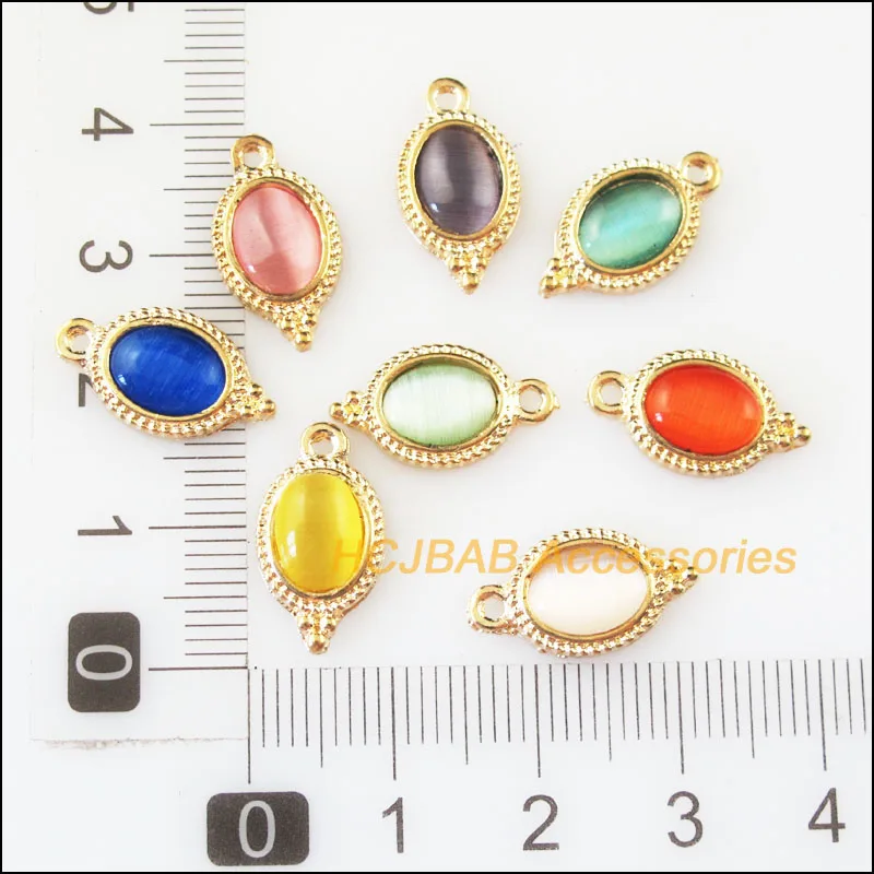 Мода 16 шт. цвета: золотистый Цвет овальной формы в форме цветка смешанный камень