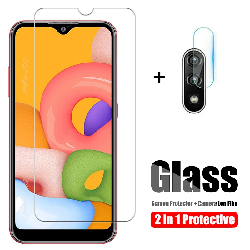 2 в 1 HD Стекло для Samsung A01 A10 A11 защитное стекло на Galaxy A21 A21S A20 A20E A20S A30 A31 A30S A40 A41 Len