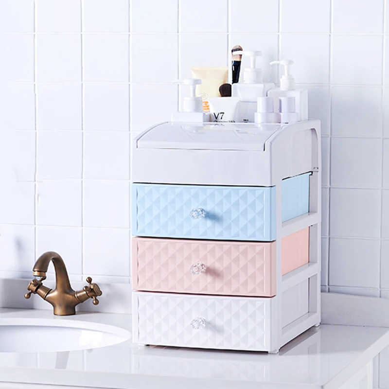 

Plastic Makeup Organizer Storage Box Drawer Type Desktop Jewelry Organizer Bathroom Bins Lipstick Beauty Box Dropshipping