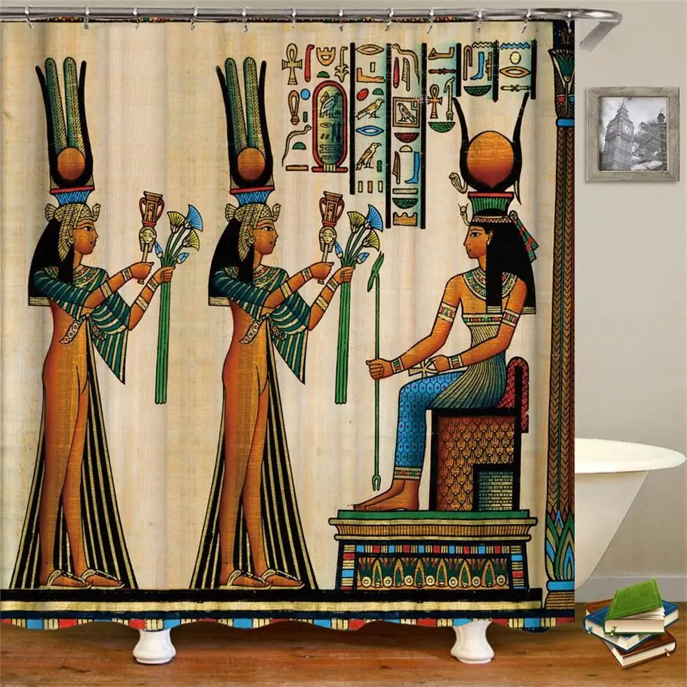 Houseware Ancient Egyptian Animal Seabed Bath Curtain Polyester Fiber Bathroom Waterproof Decorative | Дом и сад