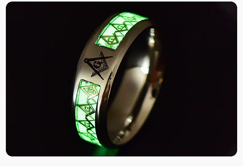 

Rings men Dragon Ring True Dragon Half Circle Freemasonry Luminous Fashion Jewelry Luminous Ring Jewelry Titanium Steel Jewelry