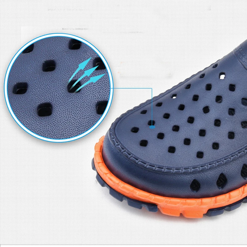 Summer Mens Sandals Outdoor Water Shoes Non-slip Hollow Beach Shoes Men Soft Lightweight EVA Clog Shoes flip flops Zapatos Mujer