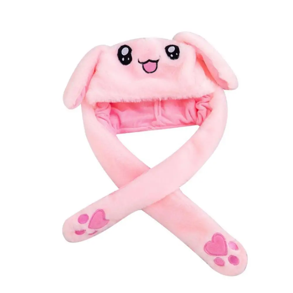 Забавная плюшевая шапка с подвижными ушками светящаяся кроличьими подушка