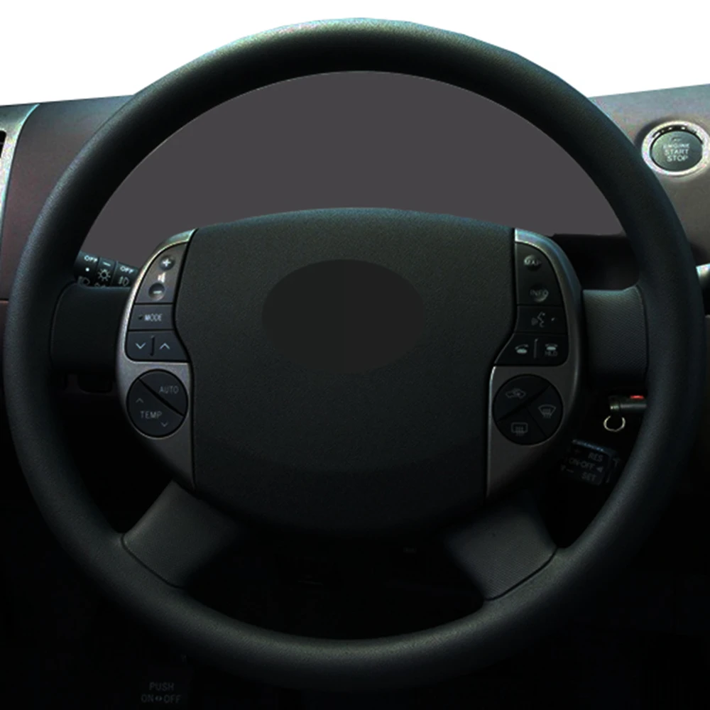 Чехол на руль автомобиля для Toyota Prius 20(XW20) 2004 2005 2006 2007 2008 2009 черный, ручной шов, мягкая искусственная кожа.