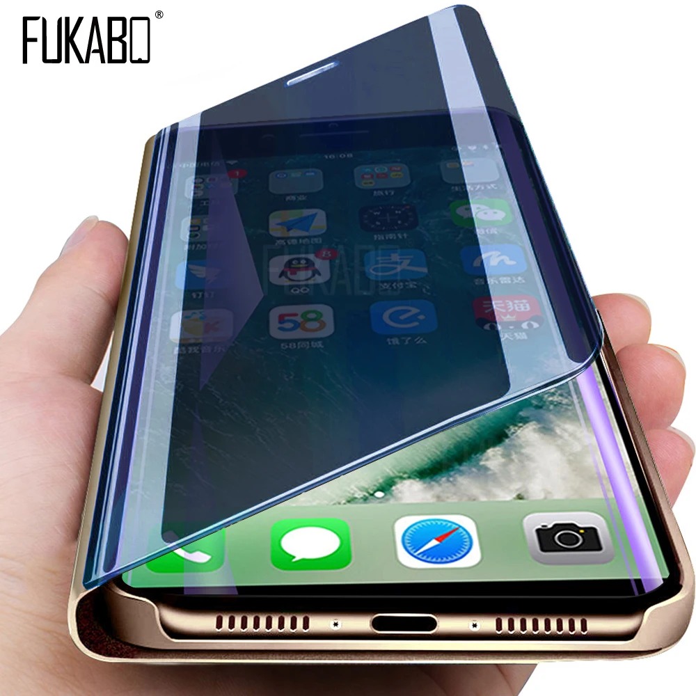 Умный зеркальный чехол для телефона Apple iPhone XS X 7 Plus 8 6S 6 Plus защитный чехол для iPhone X XS 7 8 6 s 6 поддержка откидной крышки