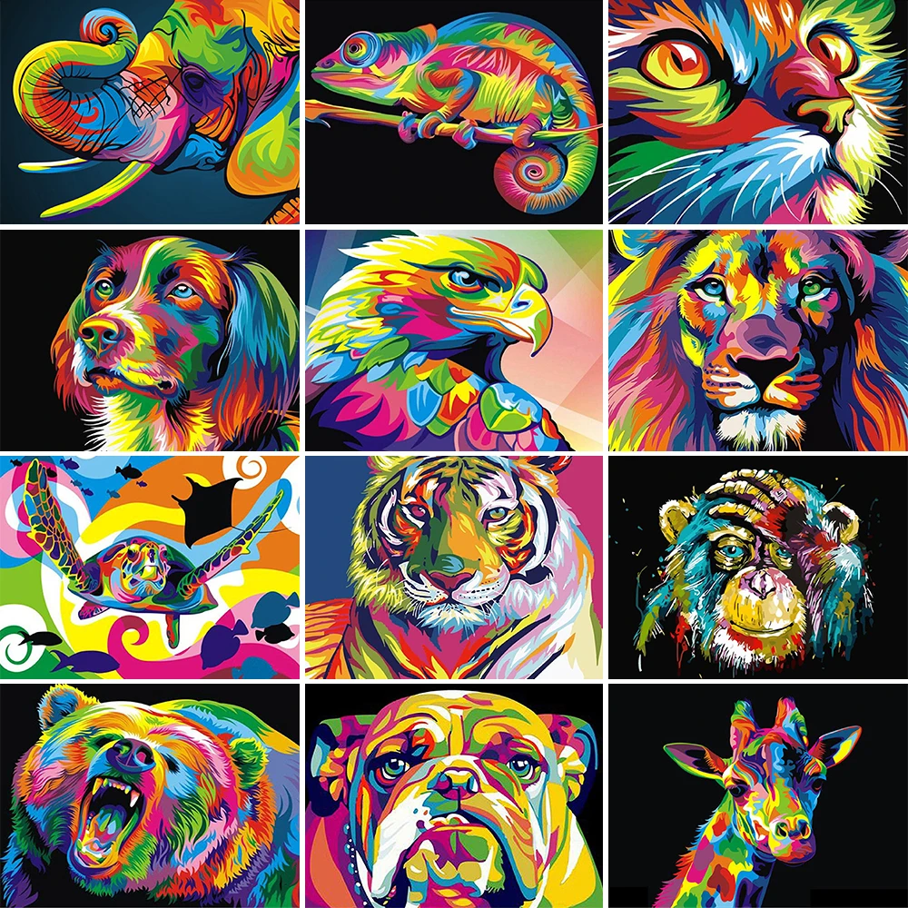 

Oil Painting By Numbers "Animal Cartoon"Drawing on Canvas HandPainted Art Gift DIY Picture By Number Kits Home Decoration