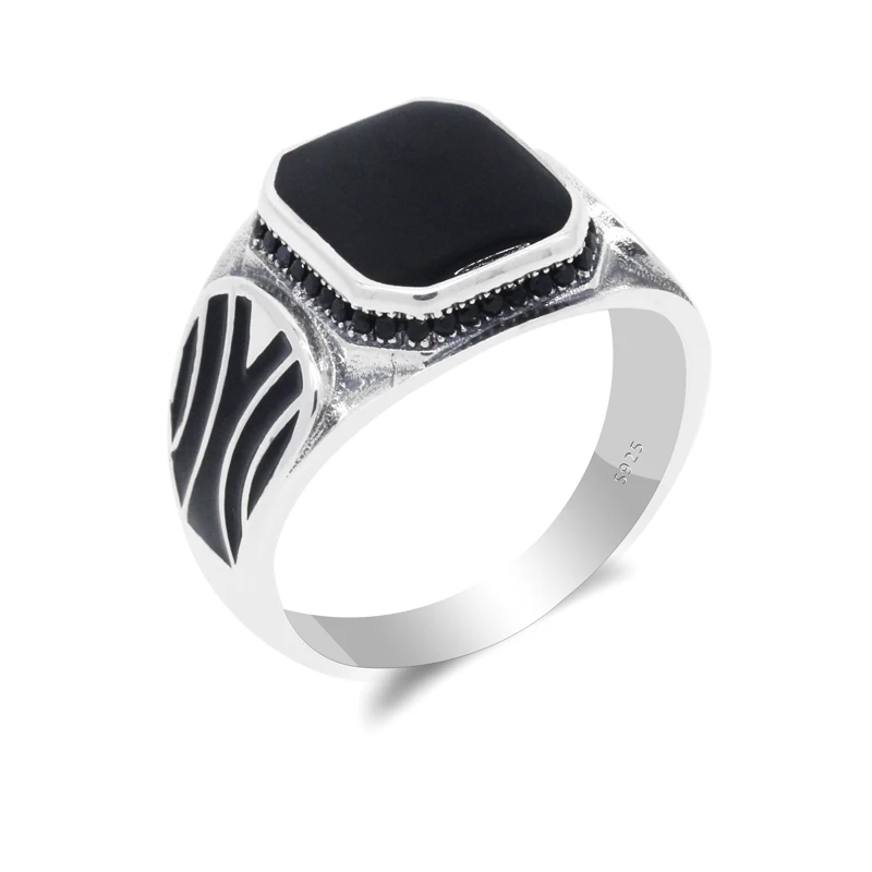 

Женское Винтажное кольцо из серебра 925 пробы с черной эмалью, размеры 6-12