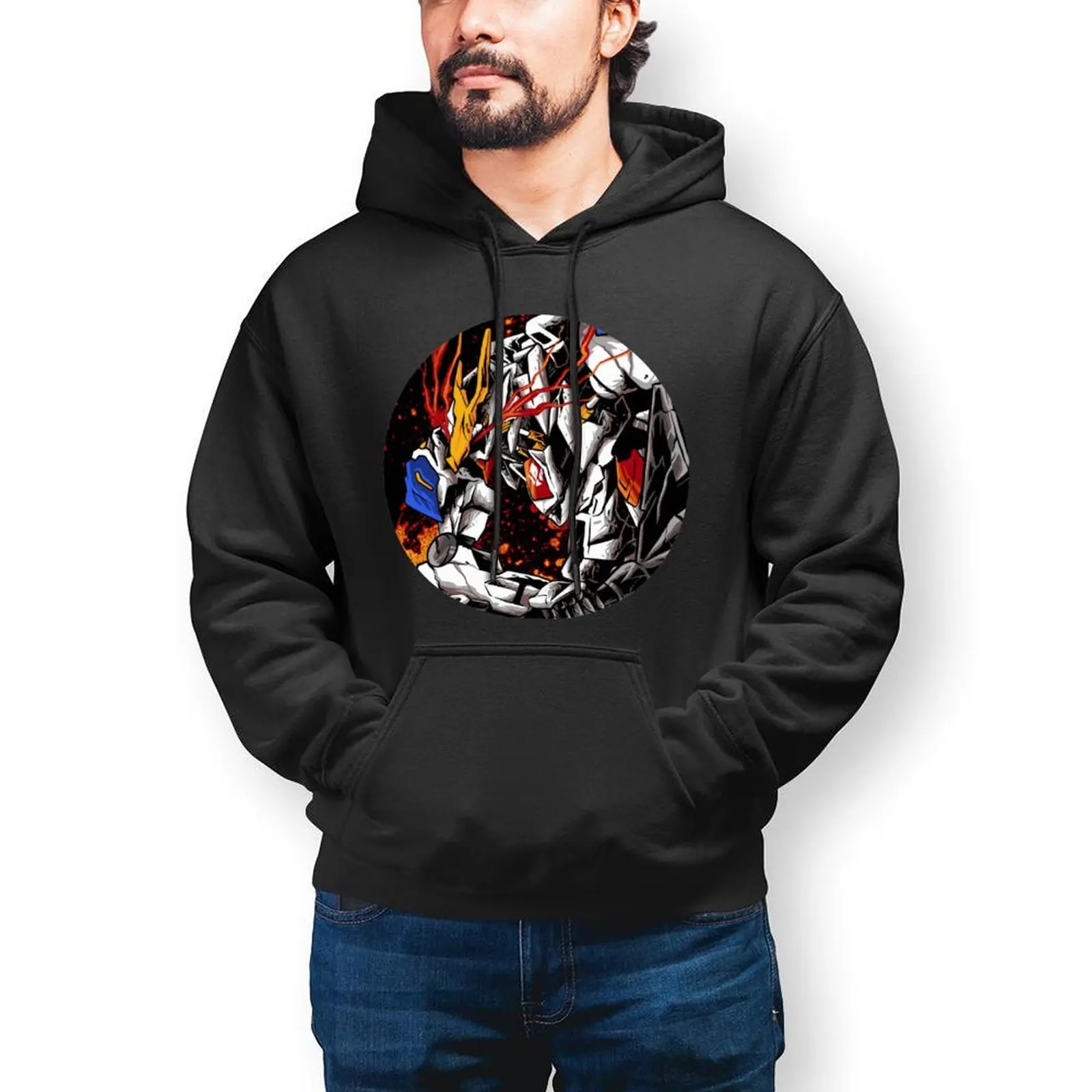 

Bandai Gundam ASW-G-08 Barbatos Rising Hoodies Anime Cotton Hoodie Casual Outdoor Over Size Pullover Hoodie Mens