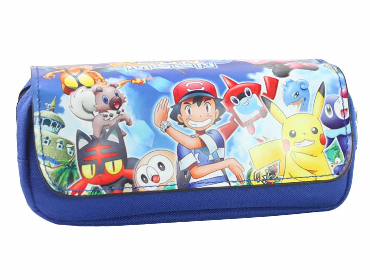 Чехол-карандаш Kawaii Pokemon Pikachu для девочек, вместительный Многофункциональный милый школьный Чехол-карандаш на молнии для офиса и школы