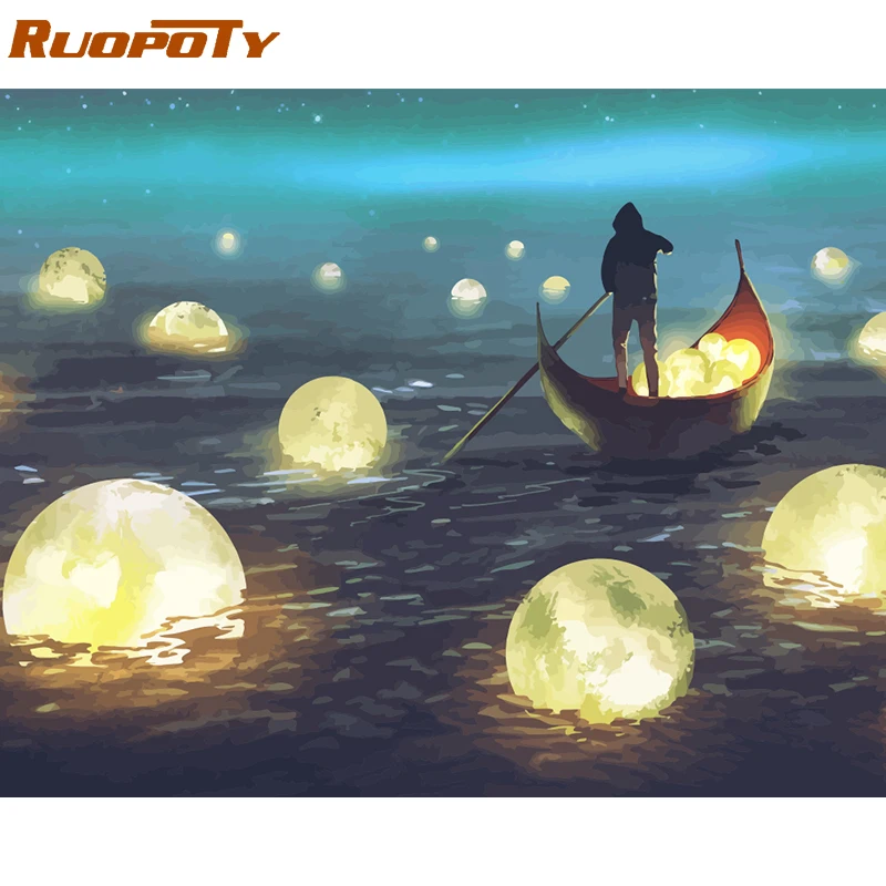 Ruopoty рамки красочные орангутанг краски ing по номерам комплект животные акрил DIY Рисование по номерам стены книги искусству изображение для домашний декор