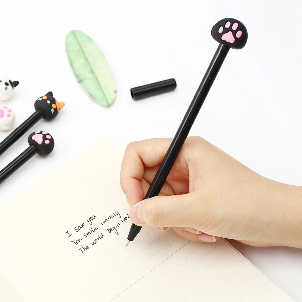 Гелевая ручка с милым черным котом милые синие Канцтовары школьные