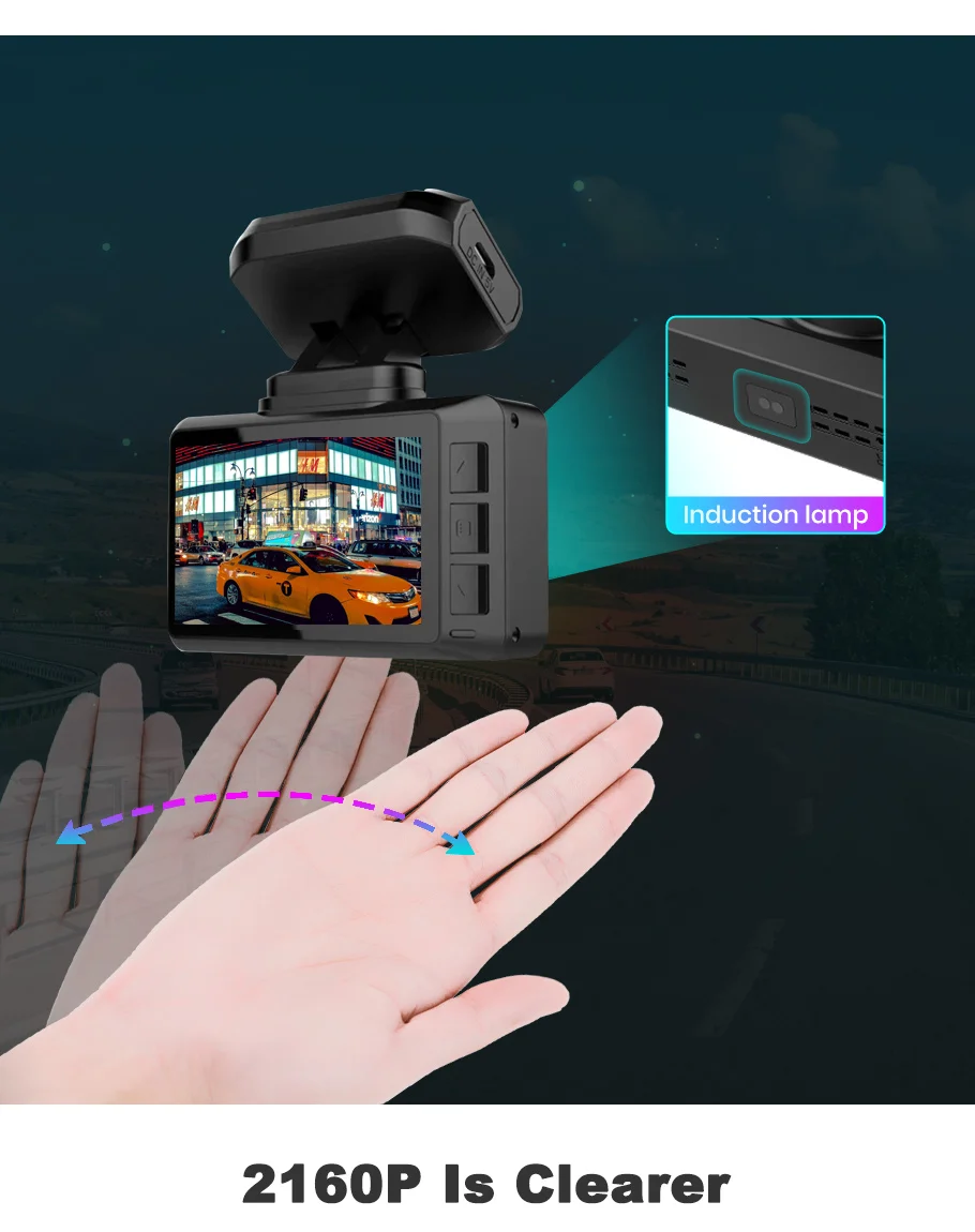Conkim 4K Автомобильный видеорегистратор DVR 2160P Smart Mini IPS Wifi GPS фото жеста 24 часовой