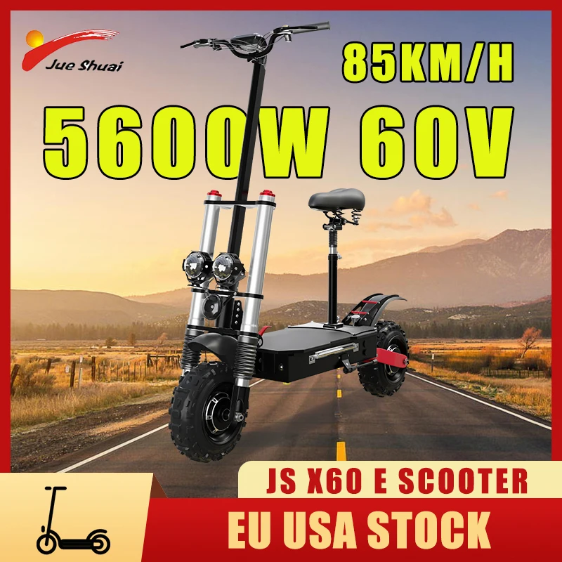 

EU USA Stock Electric Scooter Big Wheel 80 км/ч 60 в 5600 Вт двойной привод trotinette Electric с сиденьем Максимальная нагрузка 200 кг