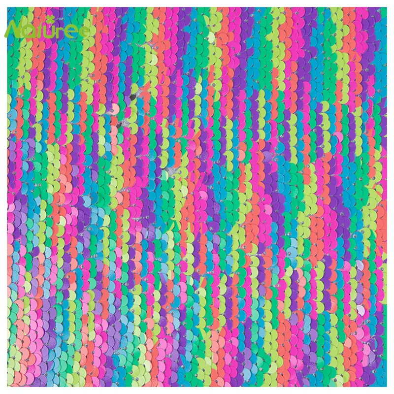 Двусторонняя ткань с блестками ширина 122 см двусторонняя 5 мм радужная свадебное