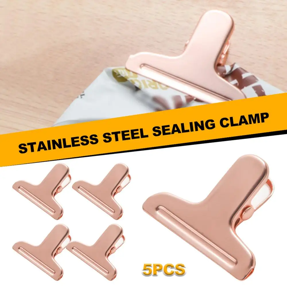 

5 шт. розовое золото Нержавеющая сталь Еда машина для непрерысной герметизации клип 5 см папка для документов Еда сохранение в рулоне печать...