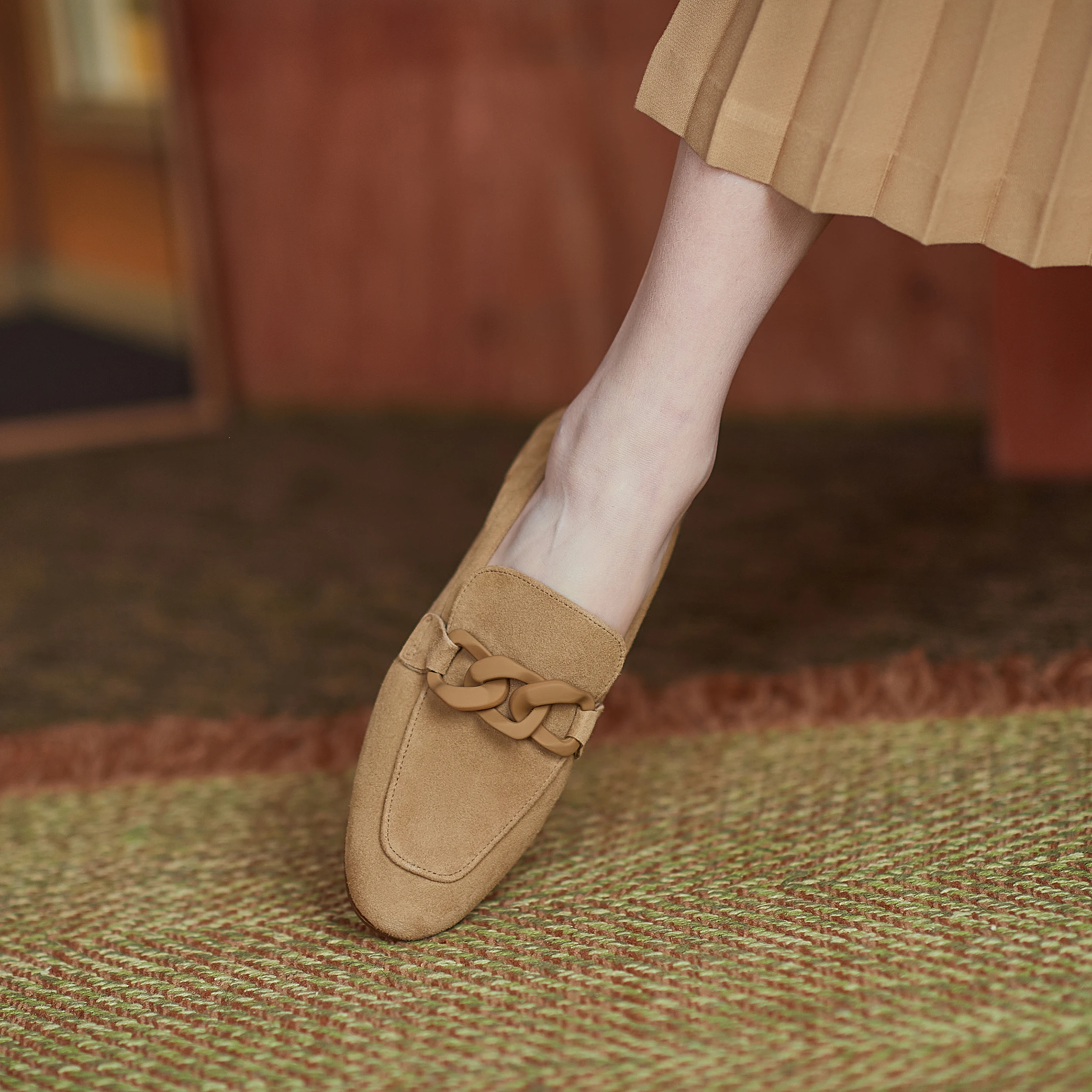 

JOCHEBED HU2021 New Suede Leather Loafers Women Flats Slip On Solid Color Spring Summer Casual Ladies Flat Shoes