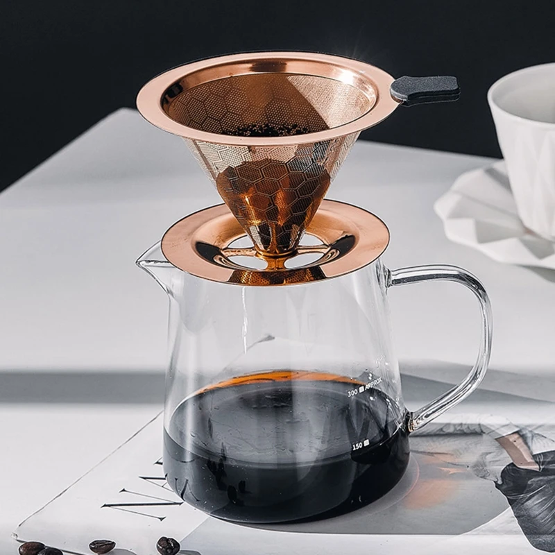 

Фильтр кофейный из нержавеющей стали с ручкой, многоразовый фильтр с двойной сеткой, для дома и кухни