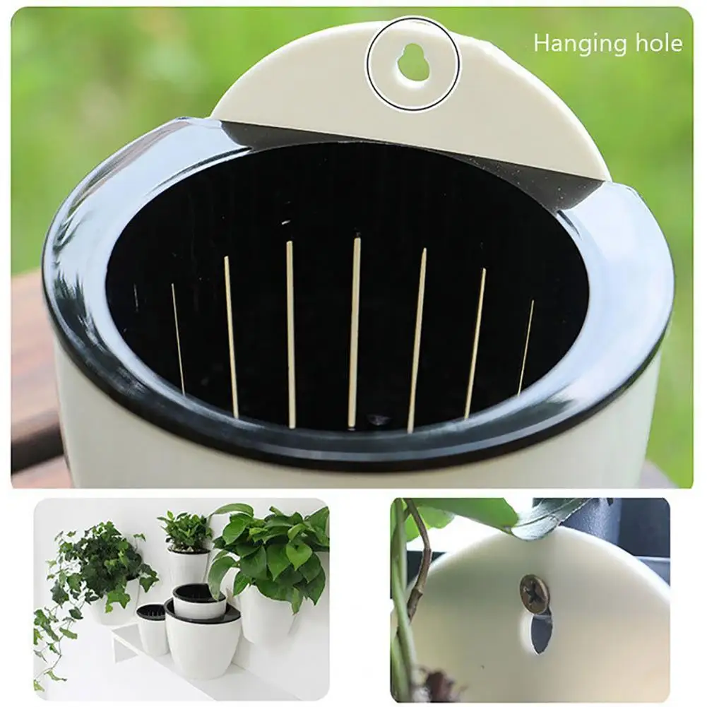 

Wall Hanging Resin Flower Pot Vase Home Garden Office Decor for Planting Automatic Plant Flower Pot Lazy Potted Plant