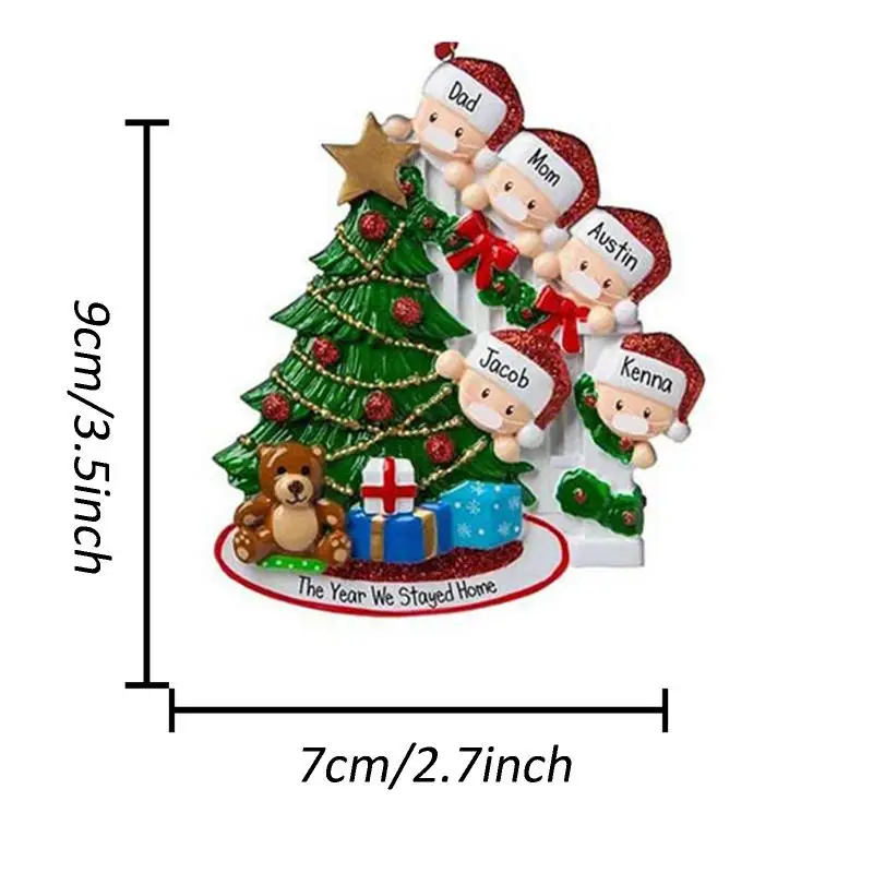 1pc Family Christmas Tree Ornament Pendant DIY Name Blessings PVC Santa Claus Masks 2-5People Xmas 2022 Adornos De Navidad | Дом и сад