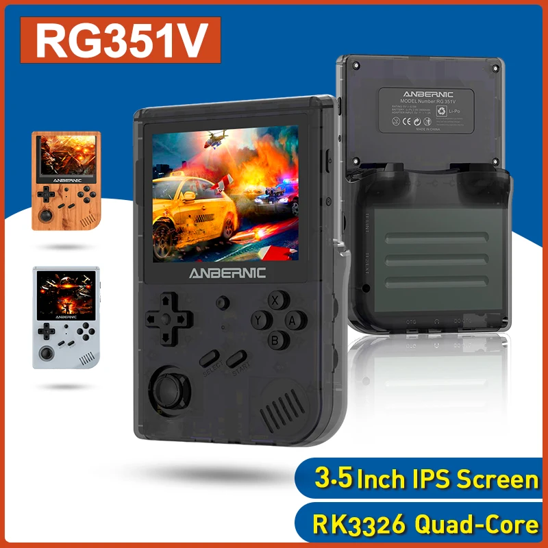 

RG351V Retro Handheld Game Console For DC/PSP/N64/PS1 3.5 Inch IPS Screen HD Picture Dual Card Built-in 15000+ Games Max to 256G