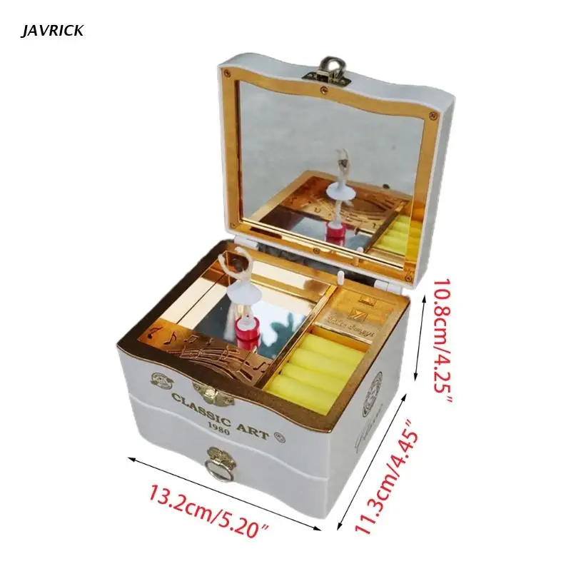

2 Colors Jewelry Box With Music Box Diy Ornaments Spinning Dancing Classical Rotating Dancer Girl Piano Music Box
