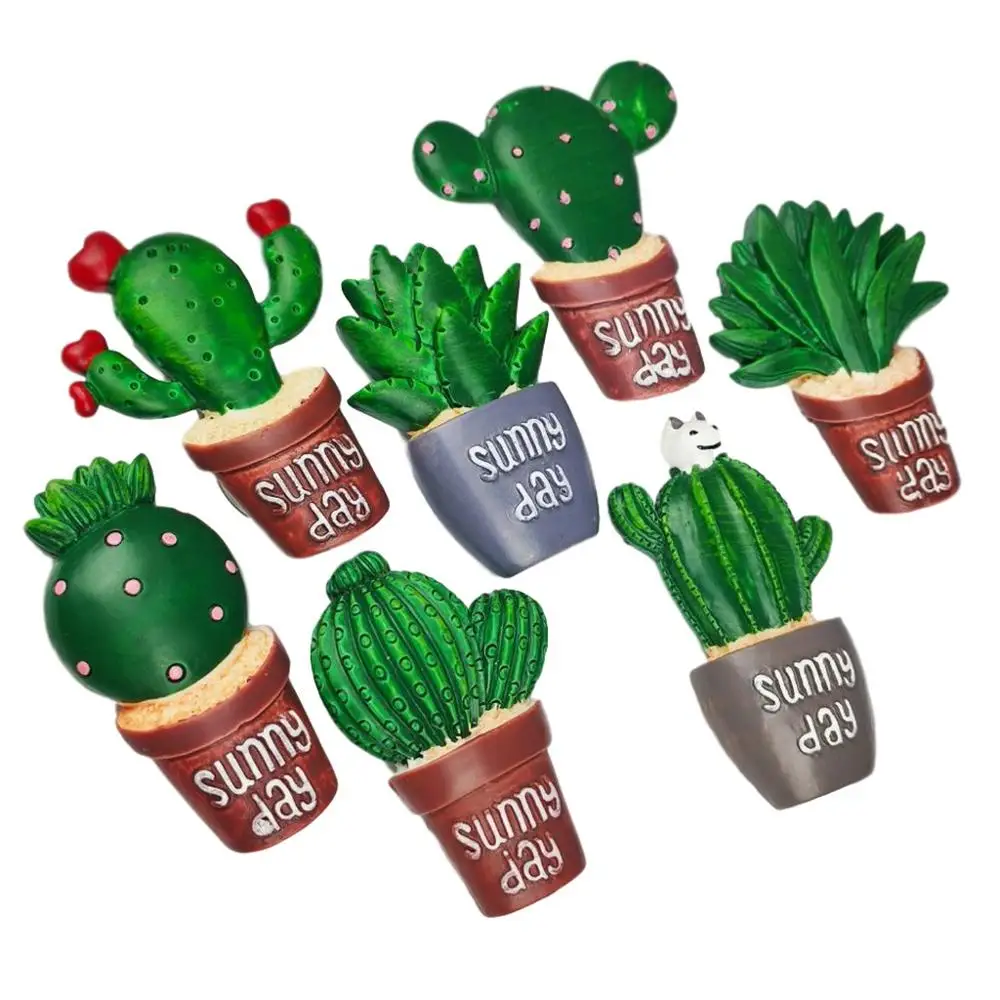 

7 Pcs/1 set cactus fridge magnet creative cartoon refrigerator magnets stickers strong office photo magnet Message board posted