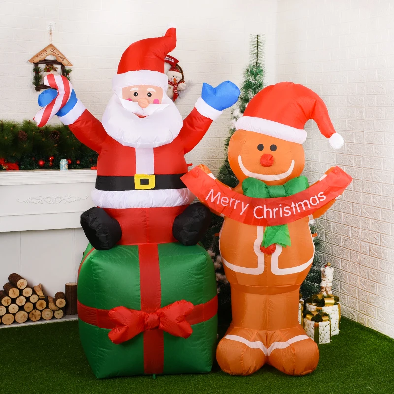 

Санта-Клаус, мультяшная форма, надувная кукла, Рождественское украшение, уличное украшение, светящаяся надувная модель Санта-Клауса