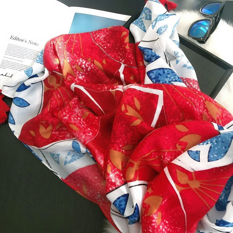 Женский Модный этнический цветочный шарф с кисточками плотный из пашмины