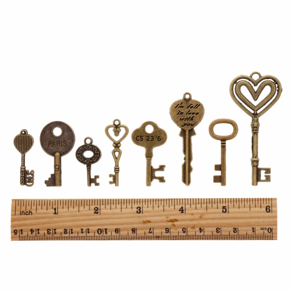 100 шт./компл. античная бронза в ассортименте тематические подвески с ключом