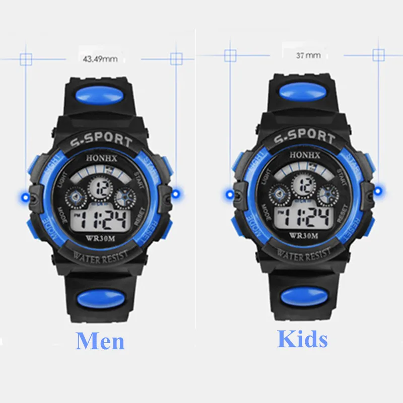 Новые детские цифровые часы водонепроницаемые для мальчиков светодиодные