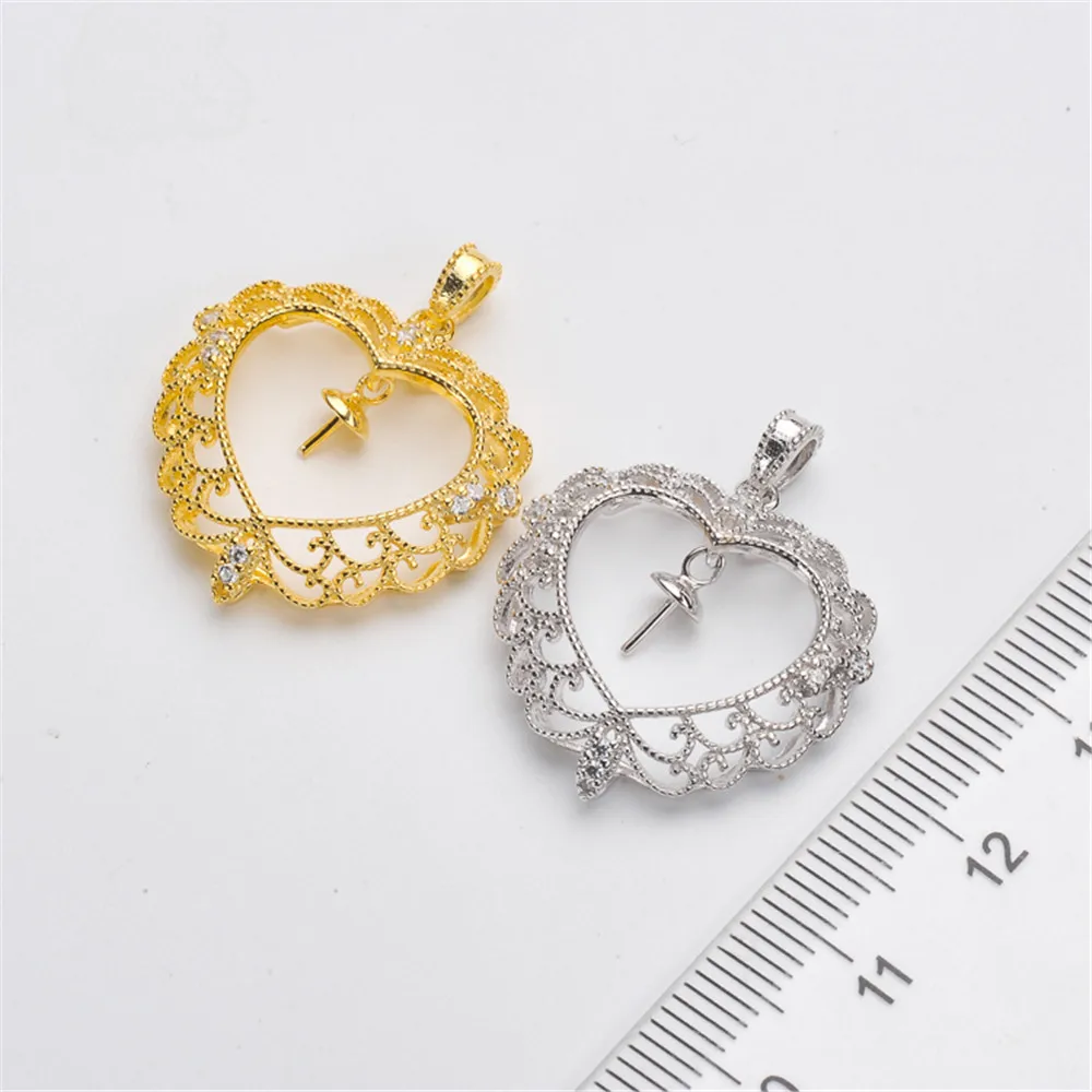 

DIY Pearl Accessories S925 Sterling Silver Concealer Beads Jade Pendant Base Empty Support For Women Making Jewelry Gift