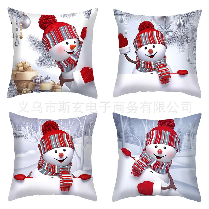 

Наволочка для рождественской подушки, 45x45 см, в нордическом стиле, с изображением снеговика, квадратной формы, подушка на диван, кровать, AT157